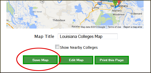College Trip Map Creator Save Button