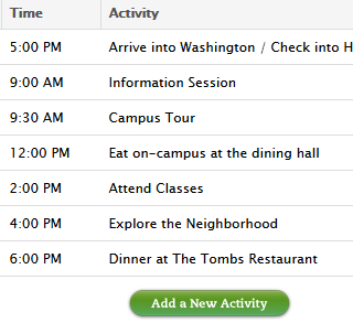 College Visits Schedule